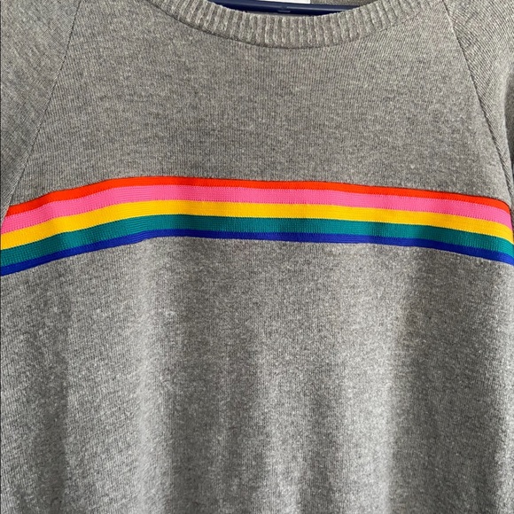 LNA Gray Soft Tencel Rainbow Striped Sweater - Picture 3 of 5